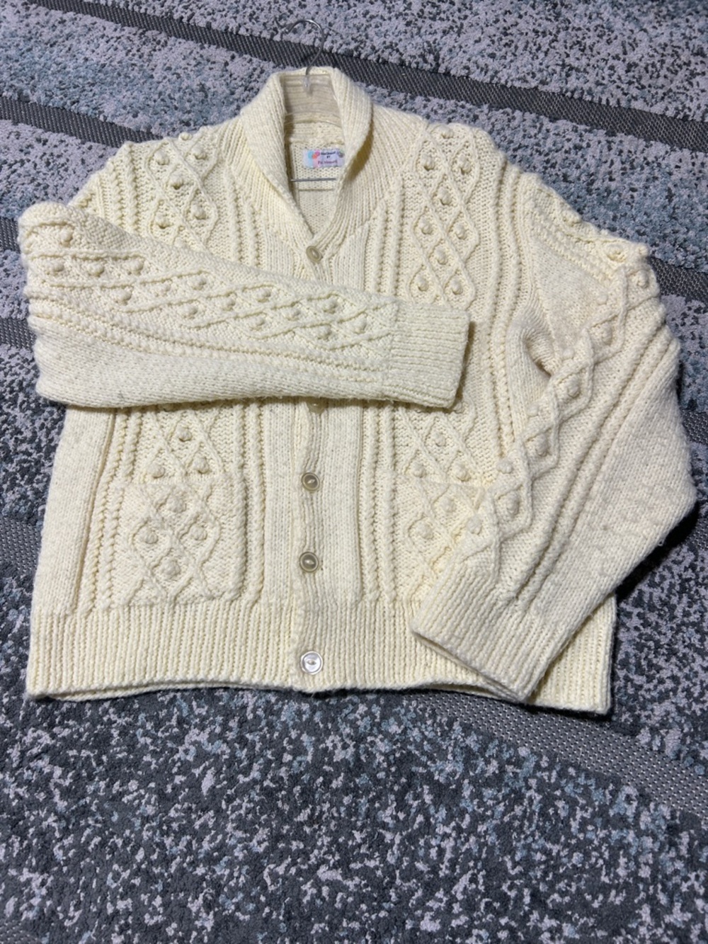 HANDMADE Cream Cable Knit Button-Up Cardigan